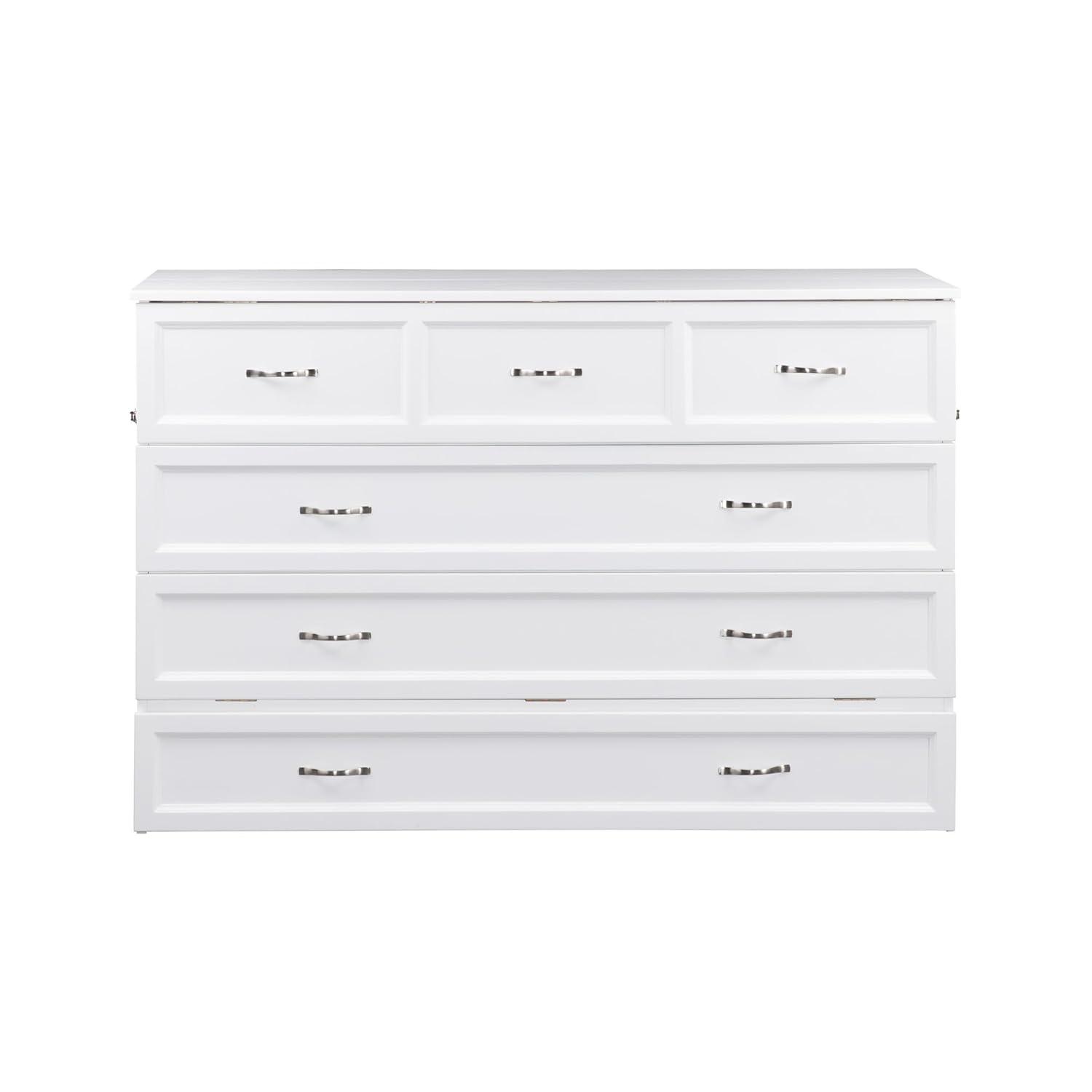 Queen Deerfield Murphy Bed Chest with Charging Station White - AFI: Space-Saving, Fold-Out Mattress, Elegant Design