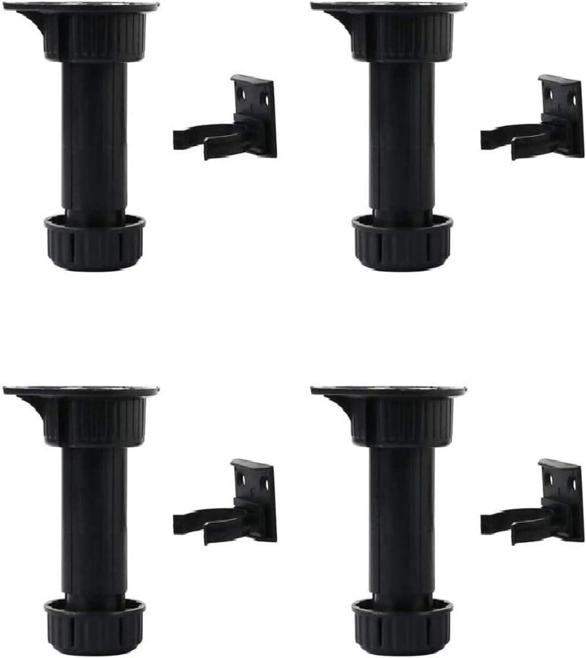 Adjustable Black PP Cabinet Leveling Legs (4.52"-6.29") - 4 Pack