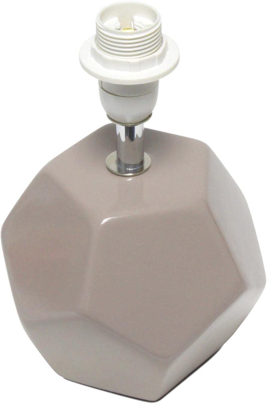 Simple Designs Round Prism Mini Table Lamp with Matching Fabric Shade Gray