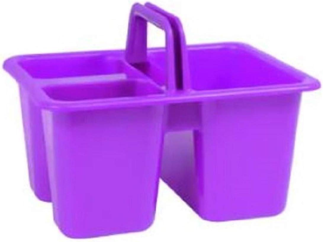 Kids Arts & Crafts Small Plastic Caddies with Handles, 3 Compartments, Assorted Colors, 4-ct Set