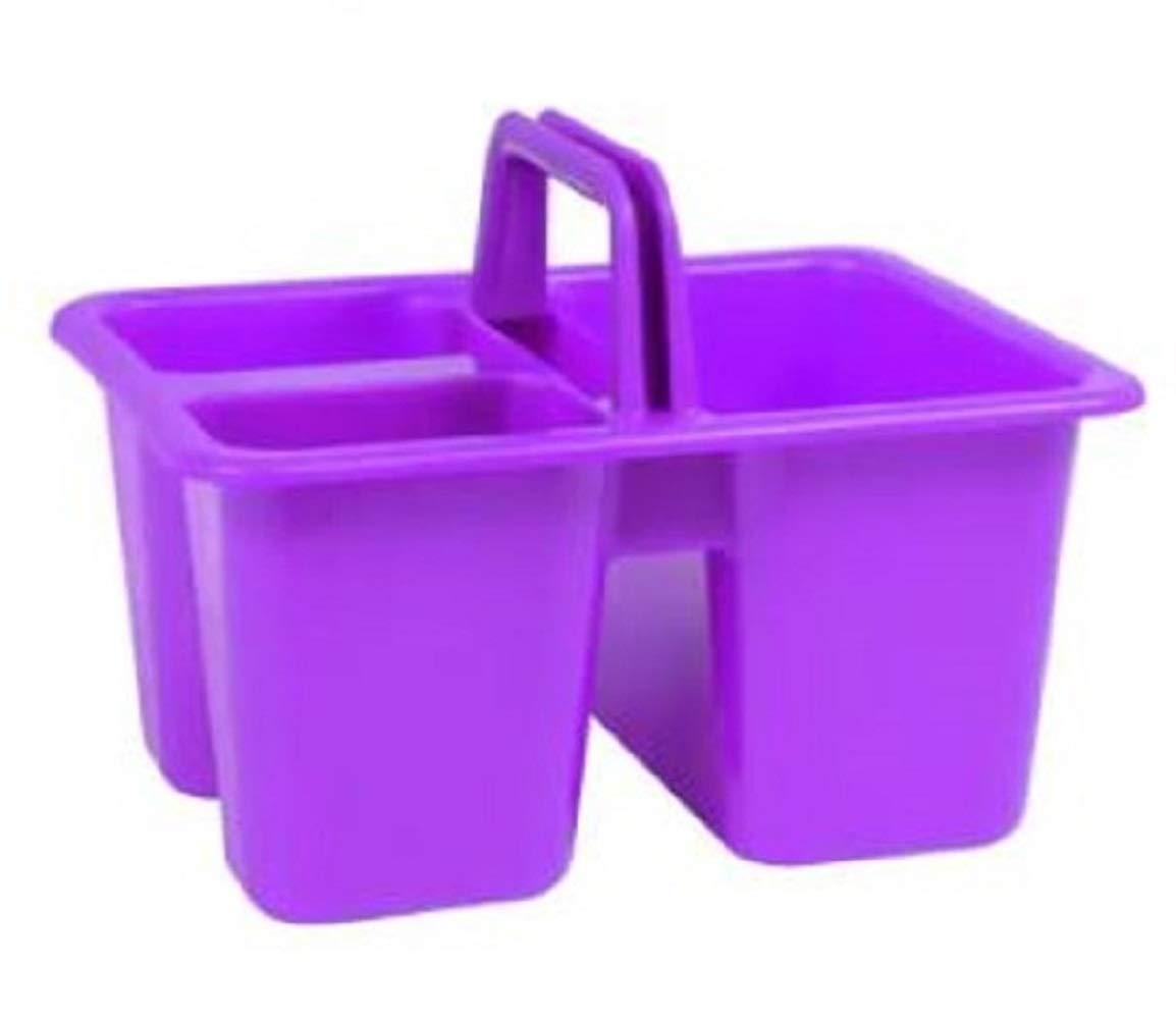 Kids Arts & Crafts Small Plastic Caddies with Handles, 3 Compartments, Assorted Colors, 4-ct Set