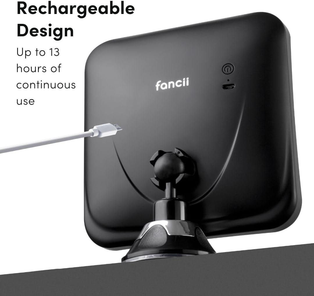 Black Wall Mounted LED Magnifying Mirror with Suction Mount