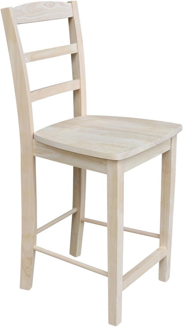 Natural Unfinished Solid Parawood Madrid Counter Stool