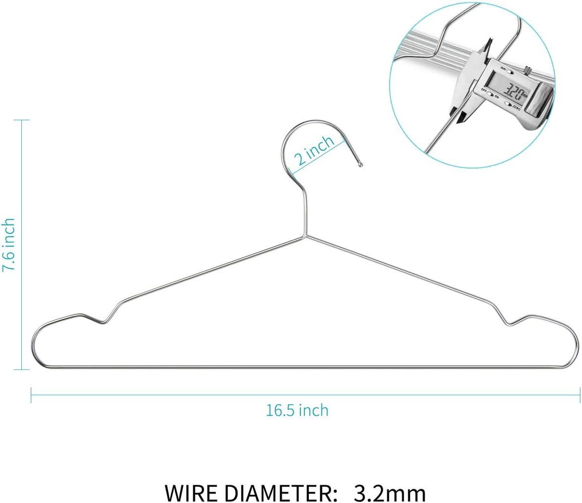 Hokku Designs Wire Hangers Coat Hangers Strong Heavy Duty Metal Hangers 16.5 Inch Ultra Thin Space Saving Clothes Hangers,(Sliver/50 Pack )