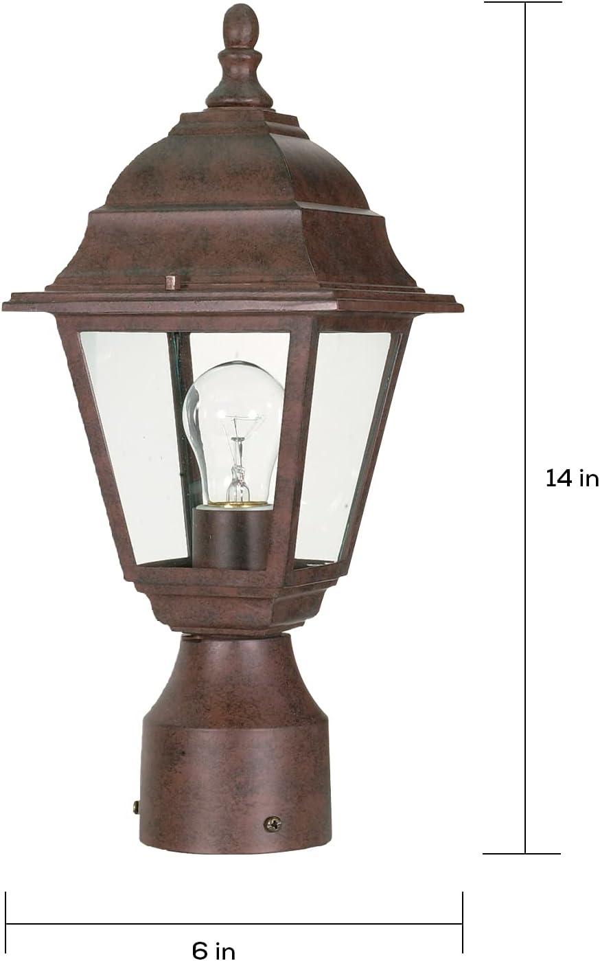 Briton 14" Old Bronze Outdoor Post Lantern with Glass