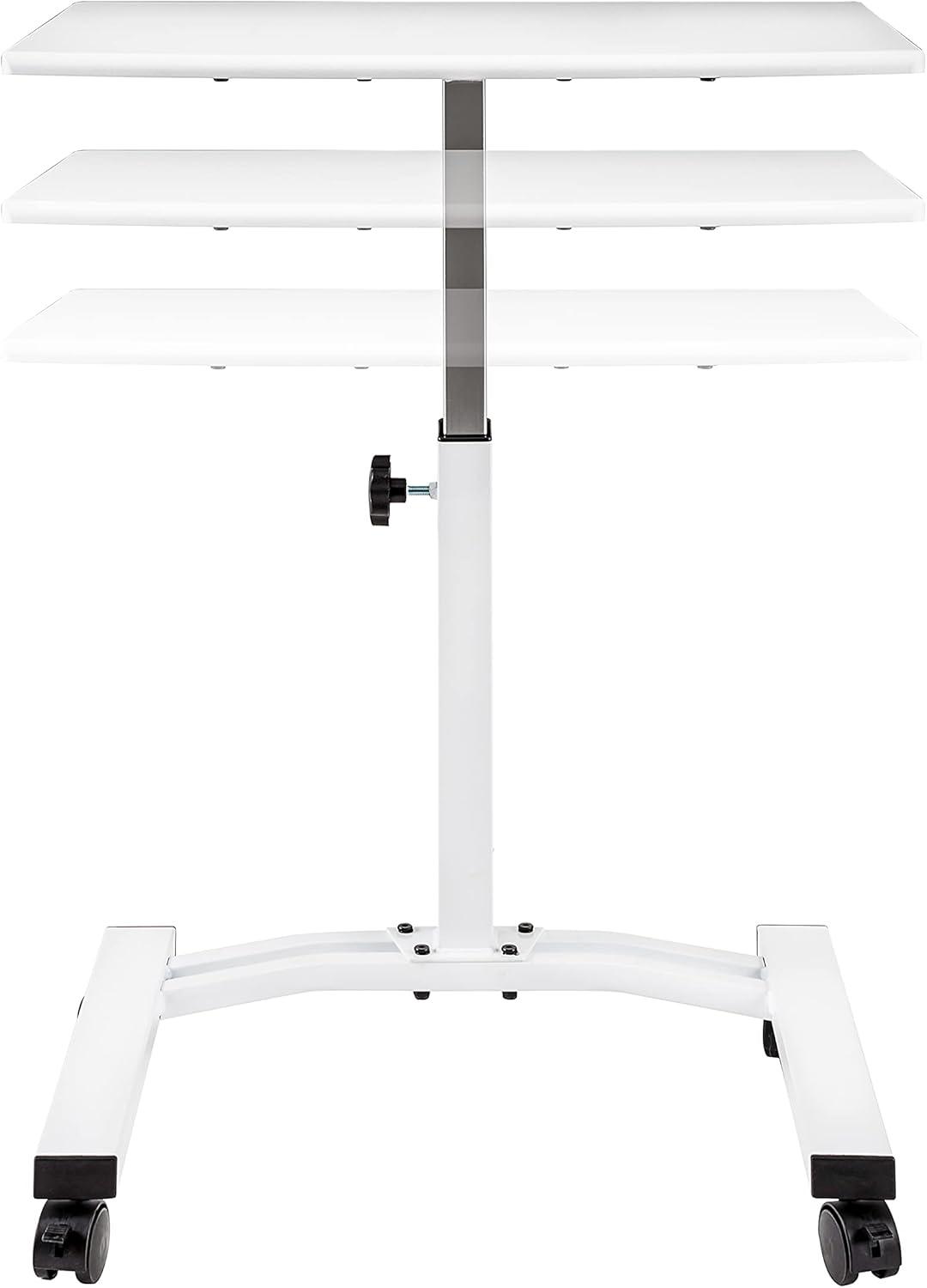 Seville Classics 23.75" Height Adjustable Mobile Laptop Desk, White