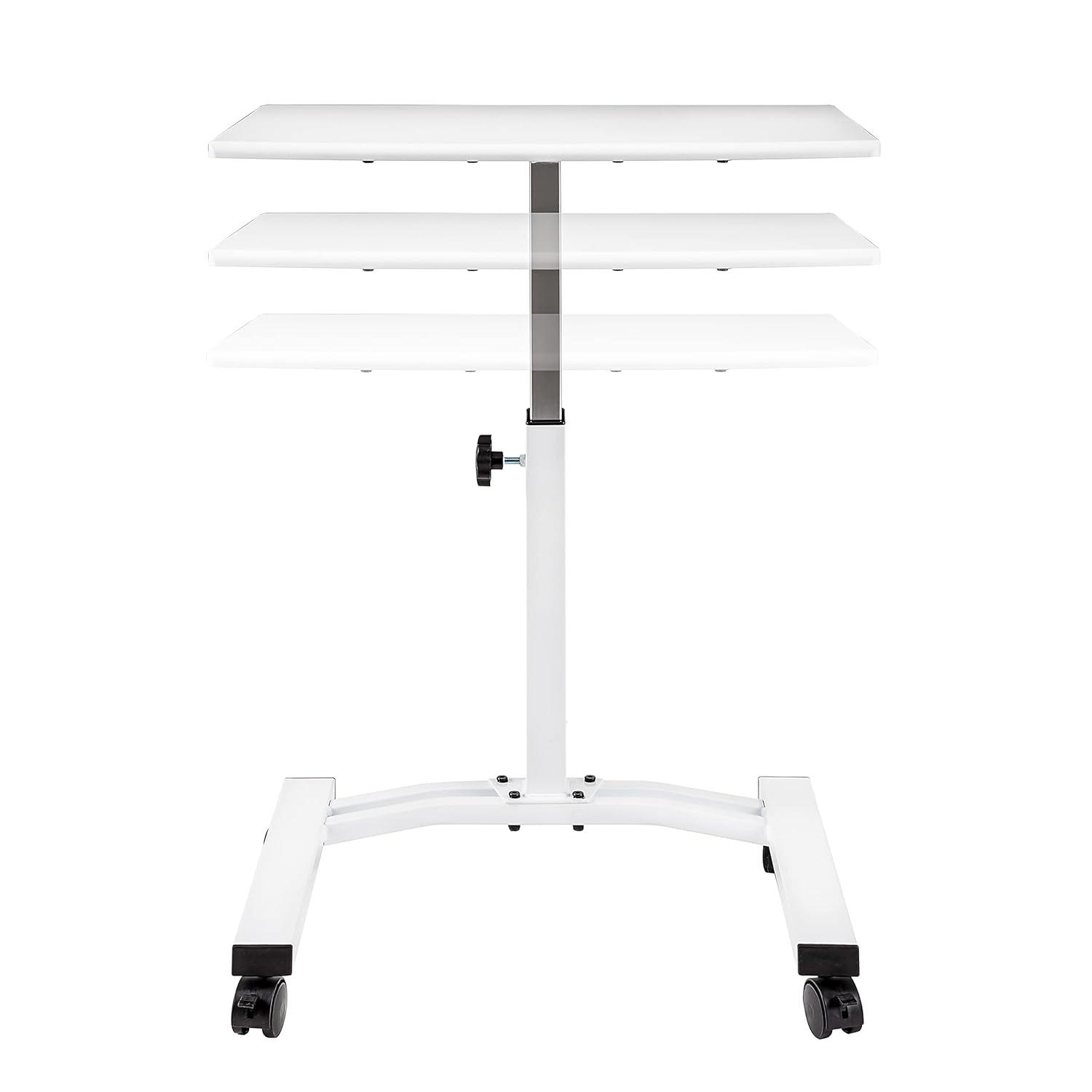 Seville Classics 23.75" Height Adjustable Mobile Laptop Desk, White