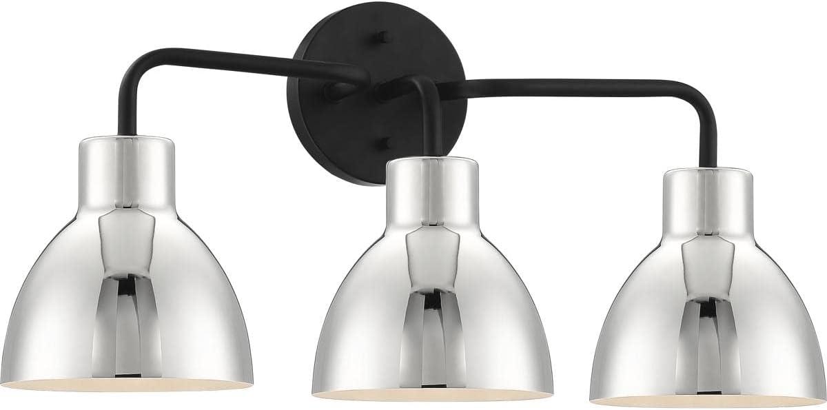 Sloan 22" Matte Black and Polished Nickel 3-Light Vanity Fixture