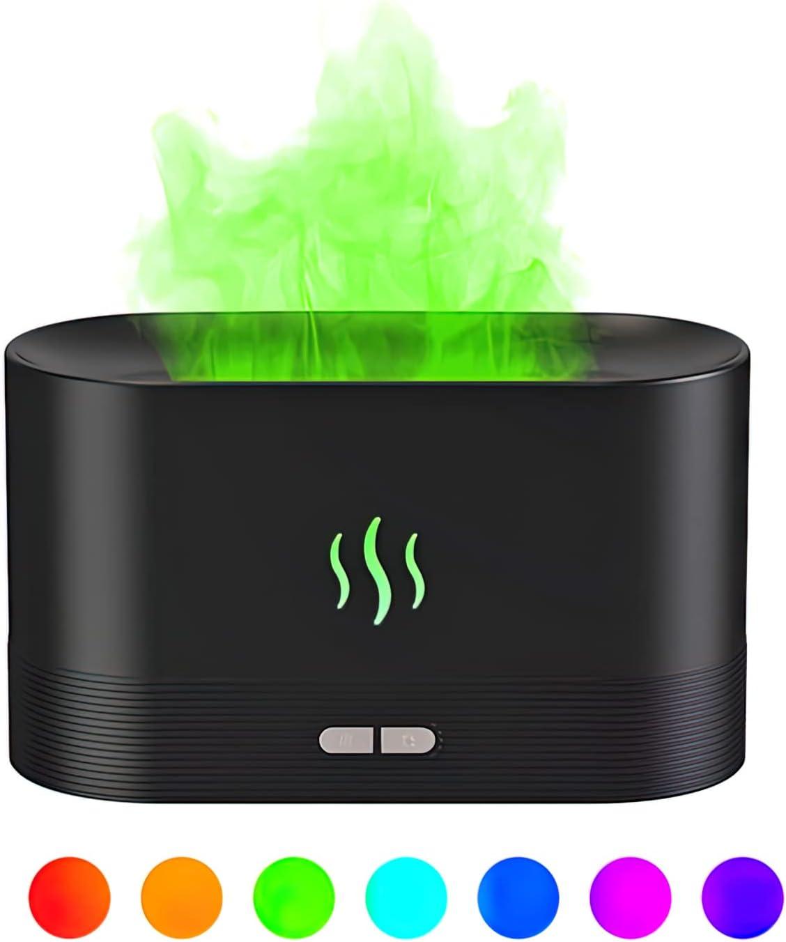 180ml Flame Air Humidifier Essential Oil Diffuser, TSV 3D USB 7 Color Light Aroma Diffuser for Home, Office, Spa, Gym