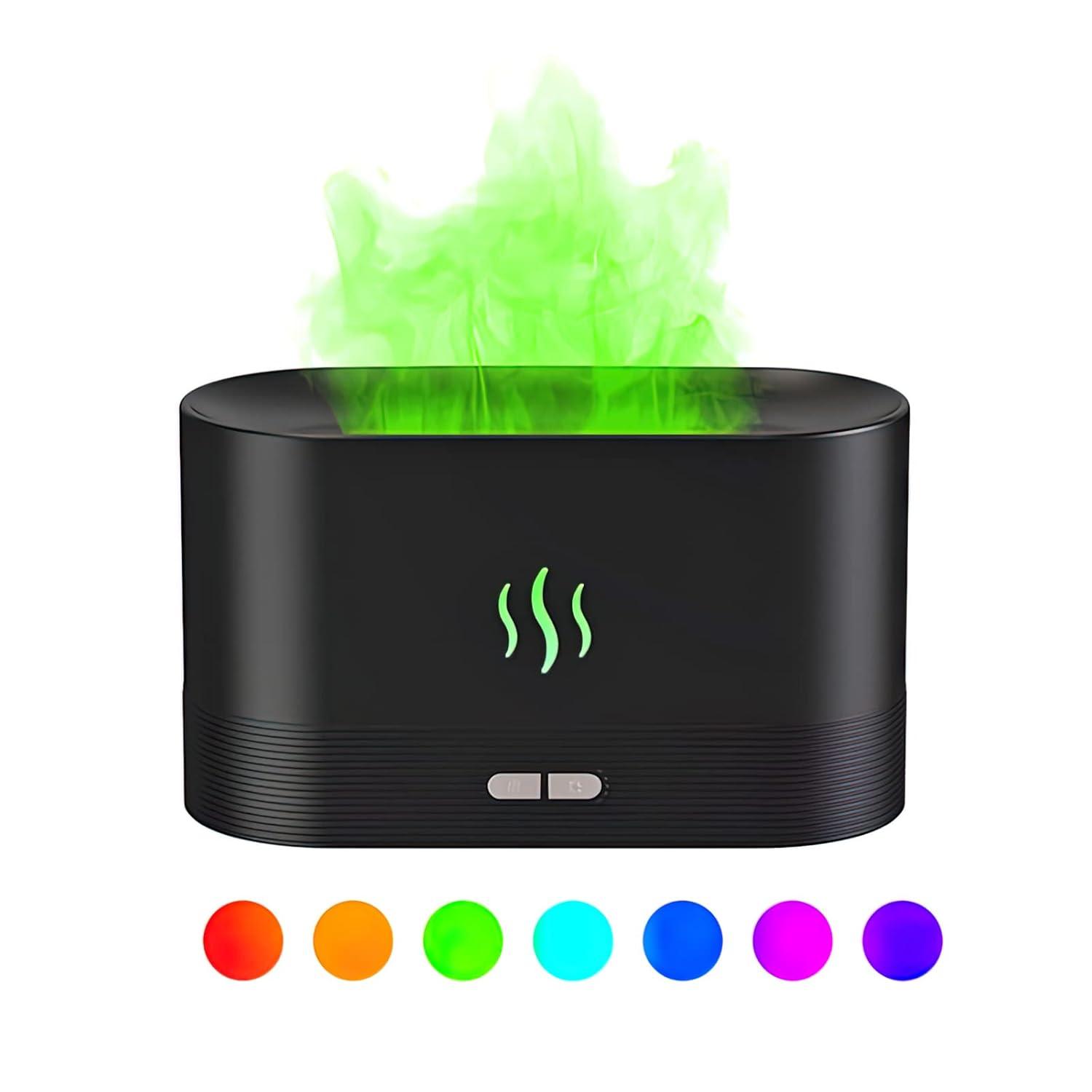180ml Flame Air Humidifier Essential Oil Diffuser, TSV 3D USB 7 Color Light Aroma Diffuser for Home, Office, Spa, Gym