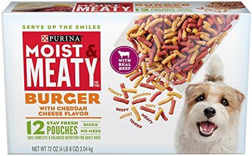 Moist & Meaty Burguer with Cheddar Cheese and Beef Flavor Dry Dog Food - 12ct Pack