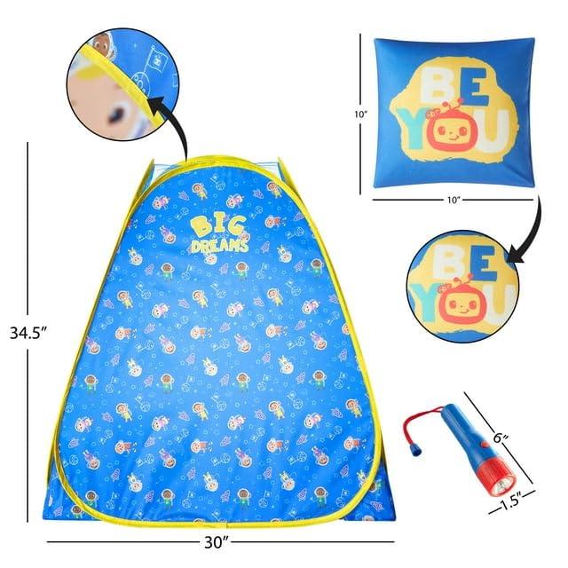 Cocomelon 3pc Tent Set with Pillow and Flashlight, Blue, Unisex, Toddler