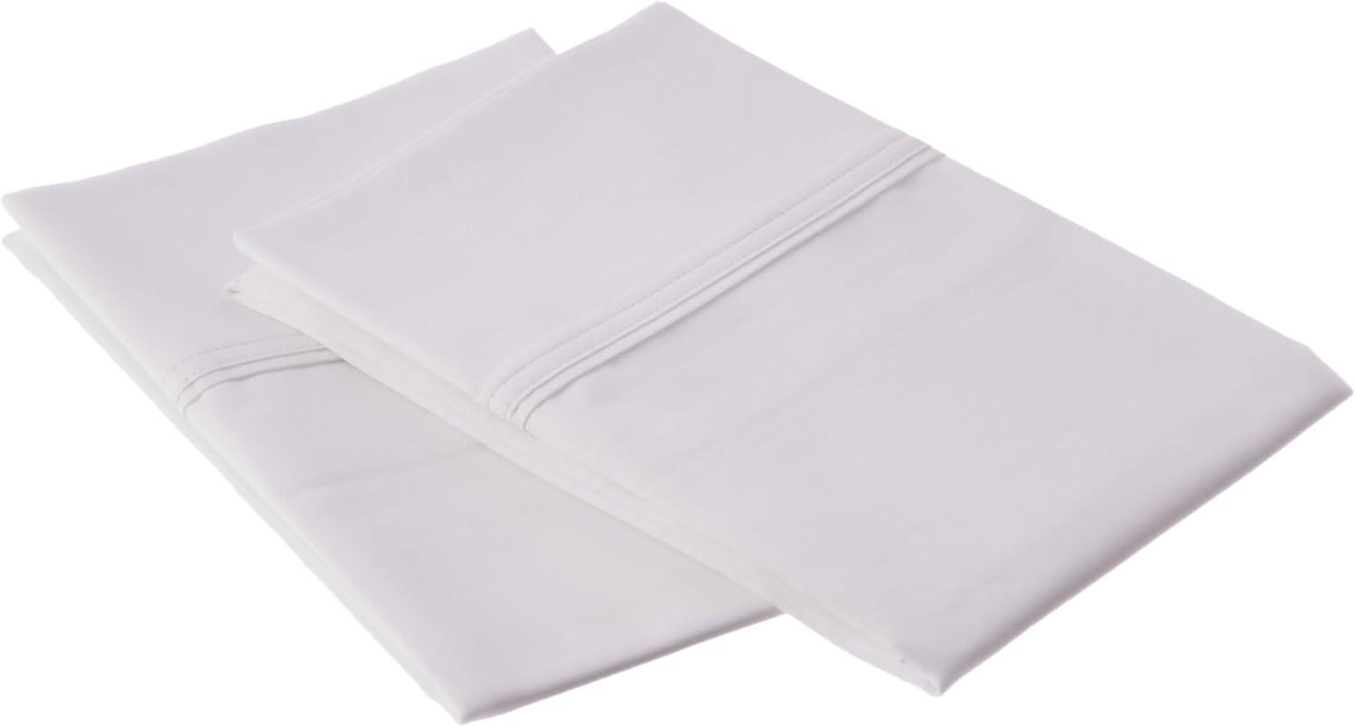 King Size White Cotton Sateen Pillowcases Set