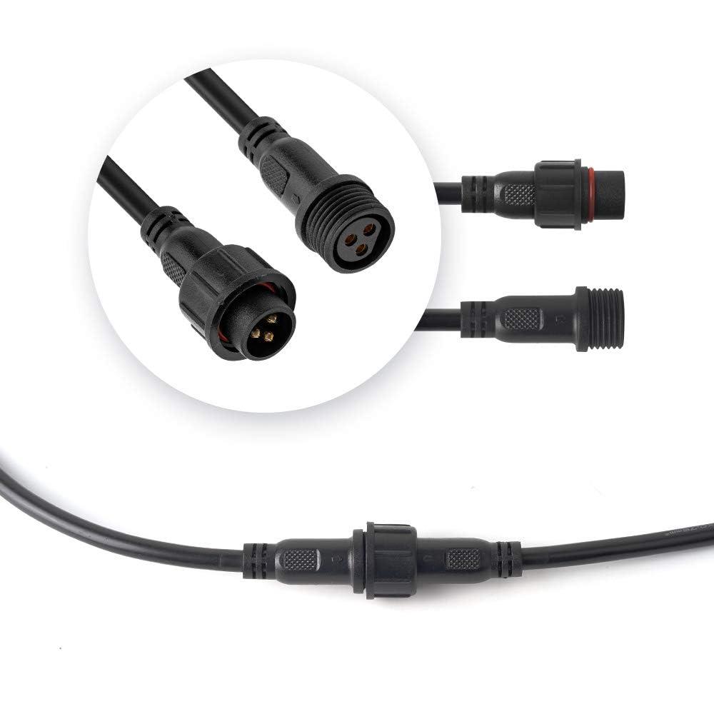BTF-LIGHTING 3 Pin Electrical Connector 22AWG IP65 Male Female Connector 7.87in/20cm Extension Cable for Car,Truck,Boat,Indoor/Outdoor LED Strip Lights/String 15mm Nut Small Size 5 Pairs