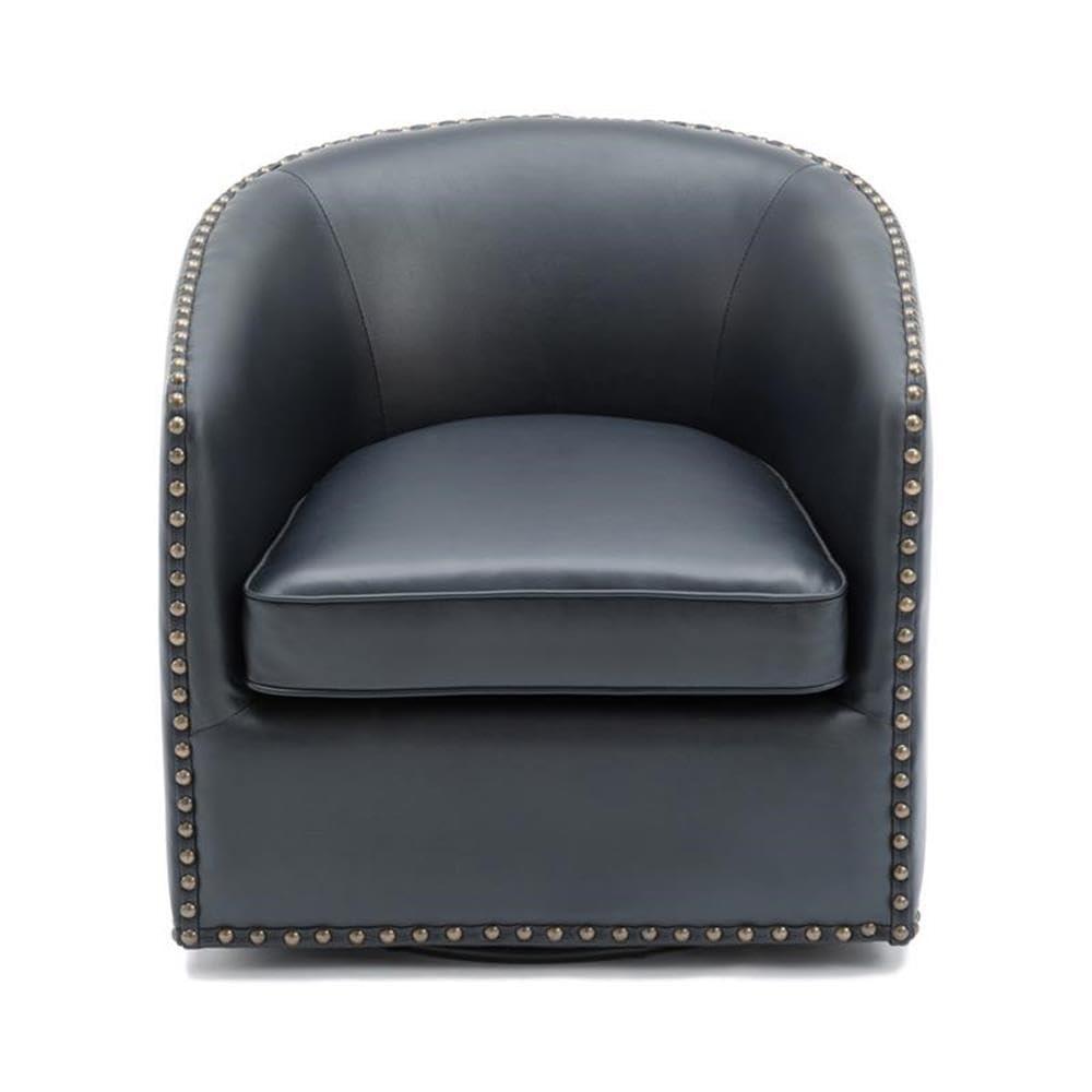 Comfort Pointe Tyler Swivel Arm Chair Midnight Blue: Upholstered, Nailhead Trim, Foam Filled, Wood Frame