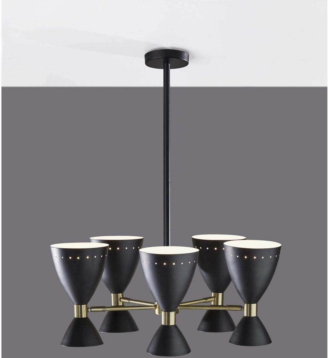 5-Head Oscar Pendant Black - Adesso: Mid-Century Modern, Adjustable, Overhead Island Lighting, ETL Listed