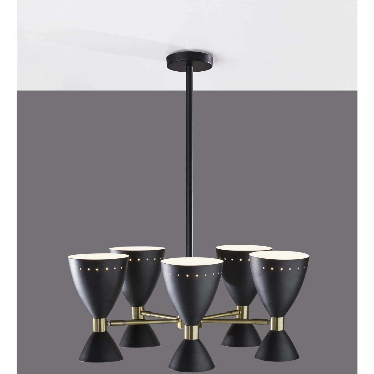 5-Head Oscar Pendant Black - Adesso: Mid-Century Modern, Adjustable, Overhead Island Lighting, ETL Listed