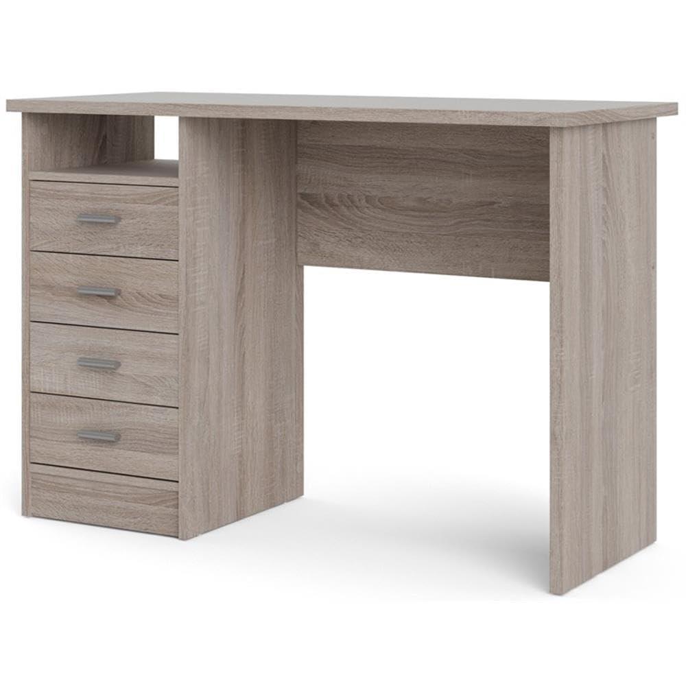 Tvilum Warner 4 Drawer Office Desk with 1 Shelf for Adults, Truffle