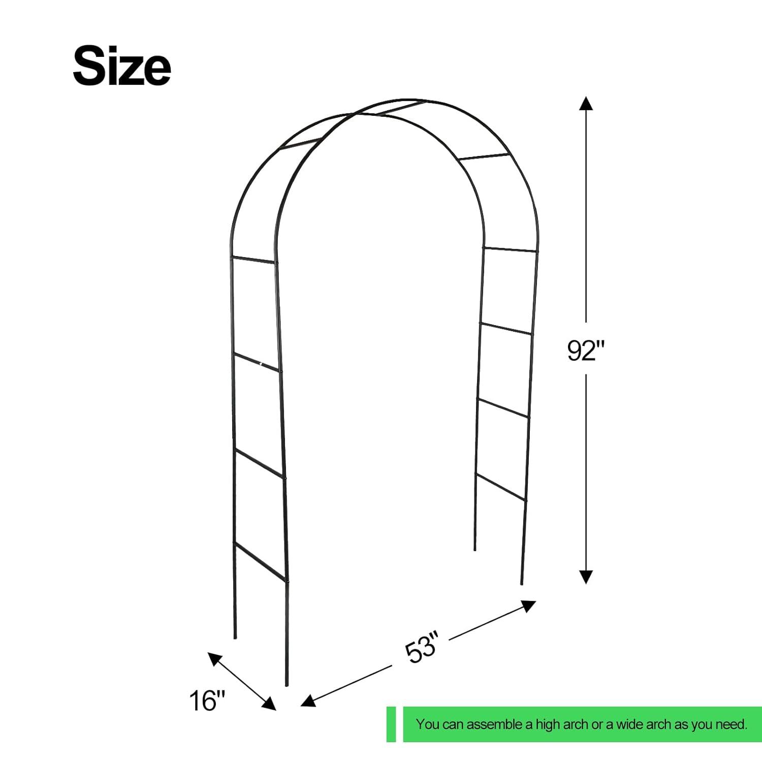 Metal Garden Arch 7.8ft High X 4.5ft Wide Garden Arbor for Various Climbing Plant Outdoor Garden Lawn Backyard Wedding Arch Party Decoration Archway