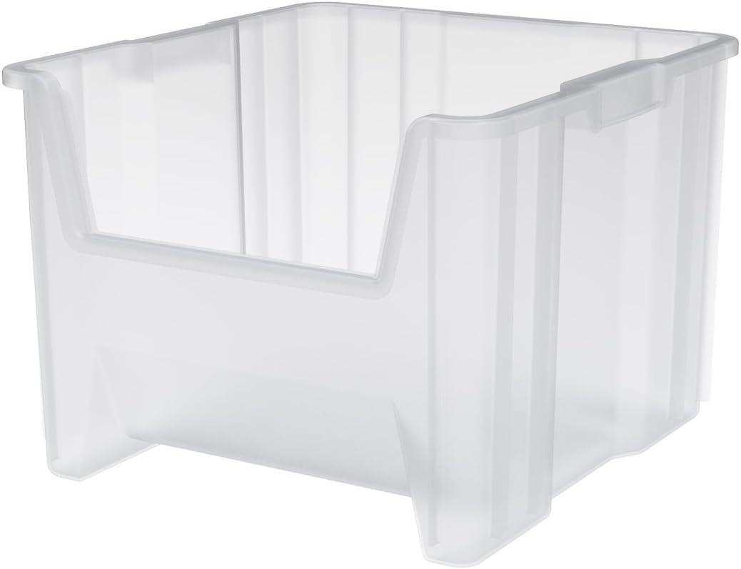 Akro-Mils Stak-N-Store 13018, Large Storage Bins, Stackable Heavy Duty Containers, 17.5"x16.5"x12.5", Clear, 2-Pack