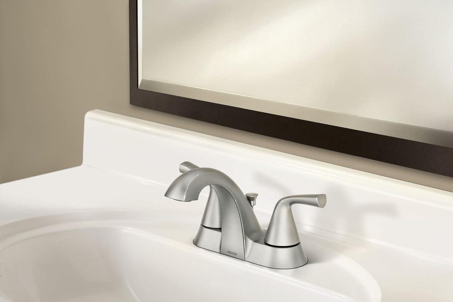 Spot Resist Brushed Nickel Two-Handle 4" Centerset Bathroom Faucet