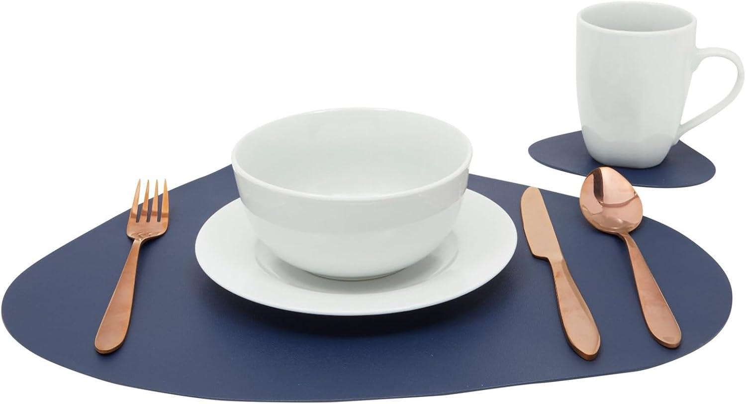 Juvale Set of 4 Wedge Placemats for Round Dining Tables with Matching Coasters, 8 Pieces, Blue