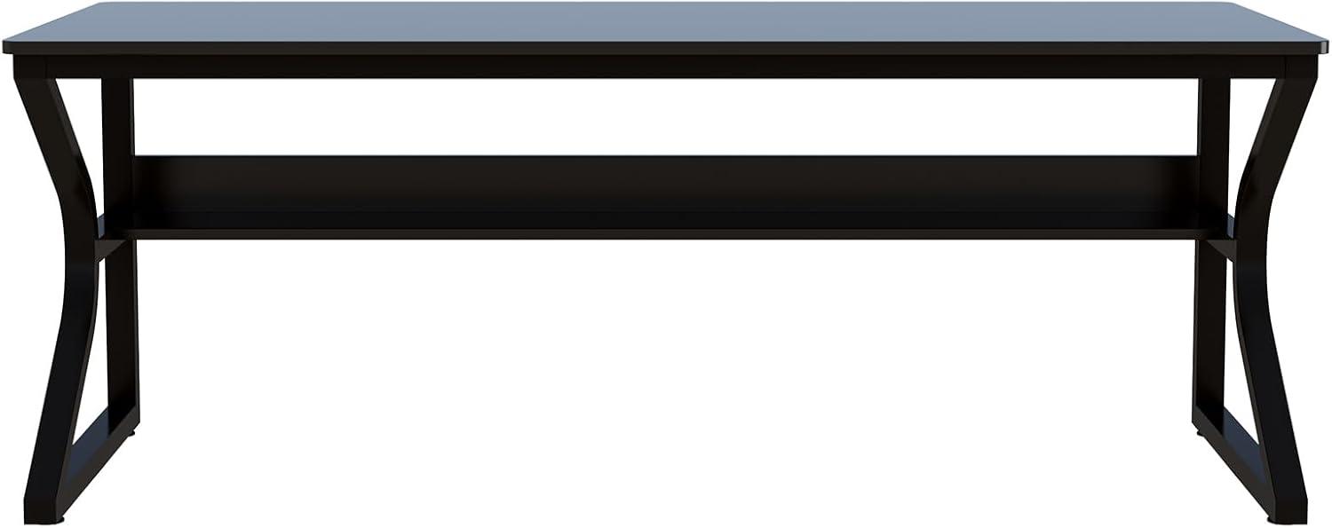 Latitude Run® Extra Long Desk with Bookshelf - 71" Double Long Writing Table for 2-Person Workstation