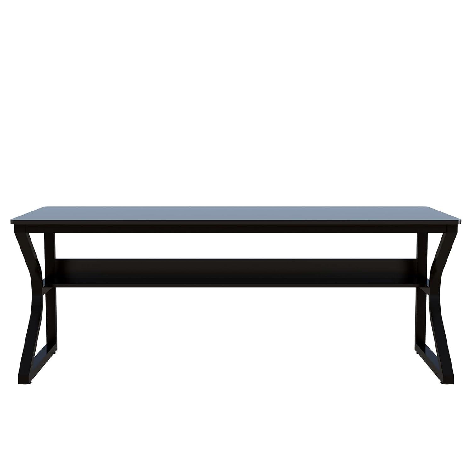 Latitude Run® Extra Long Desk with Bookshelf - 71" Double Long Writing Table for 2-Person Workstation