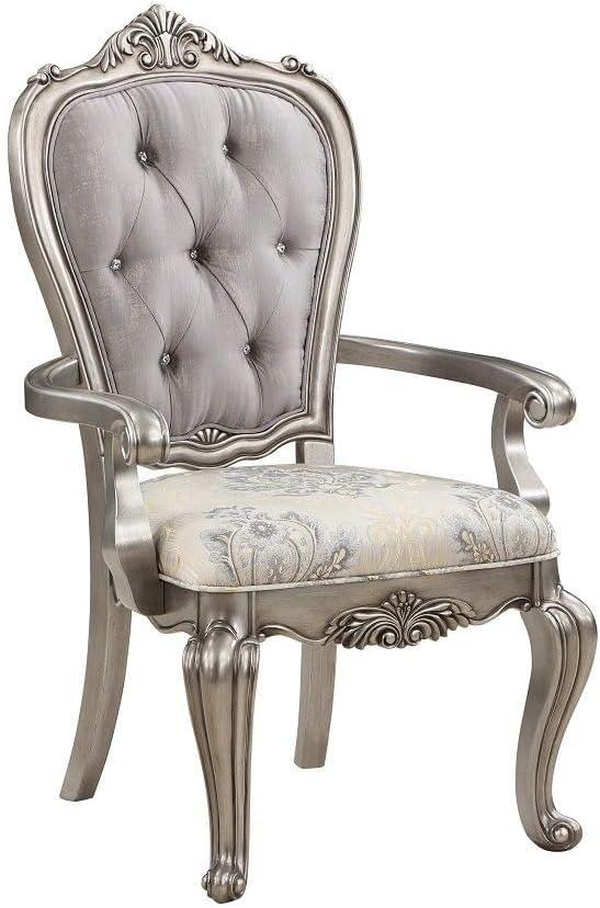 Antique Platinum Velvet Upholstered High Back Side Chair