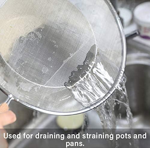 3 Pieces Grease Splatter Screen for Frying Pan, Splatter Guard Mesh Stainless Steel Grease Guard Shield for Kitchen Frying Pan Cooking Supplies Set of 9.44", 10.8" and 12.5" inch (Wood Handle)