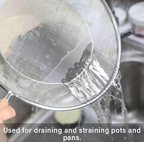 3 Pieces Grease Splatter Screen for Frying Pan, Splatter Guard Mesh Stainless Steel Grease Guard Shield for Kitchen Frying Pan Cooking Supplies Set of 9.44", 10.8" and 12.5" inch (Wood Handle)