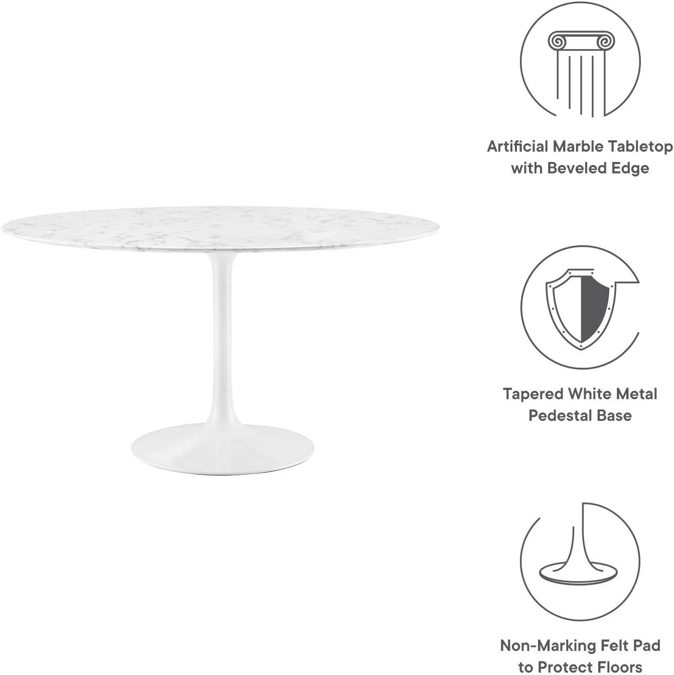 Modway Lippa Oval Artificial Marble Dining Table