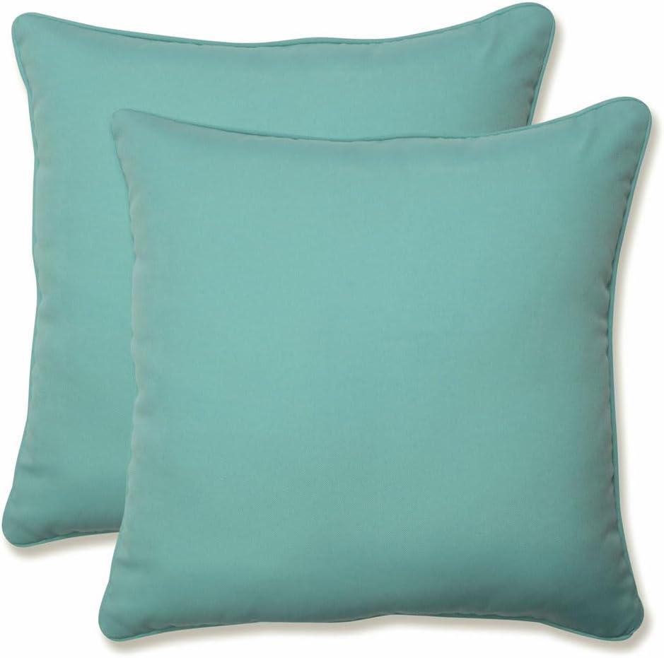 Aqua Polyester Square Indoor/Outdoor Throw Pillow Set