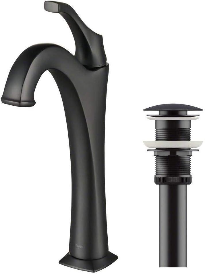 Kraus Arlo Single Hole 1-Handle WaterSense Bathroom Sink Faucet with Drain and Deck Plate