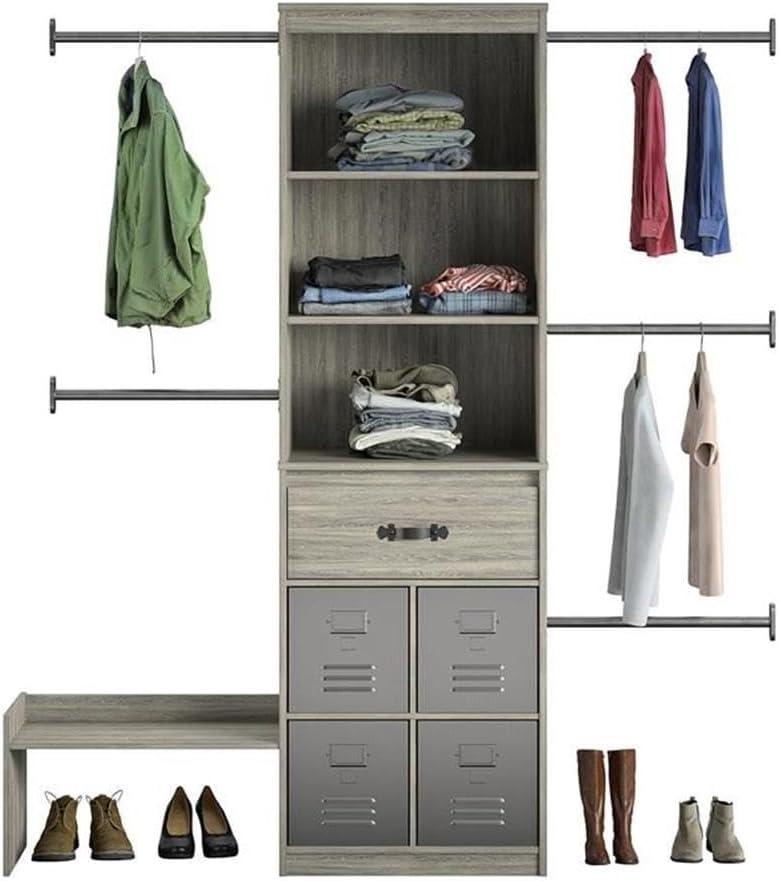 Little Seeds Nova Grow with Me Grey Oak Adjustable Kids’ Closet Organizer System