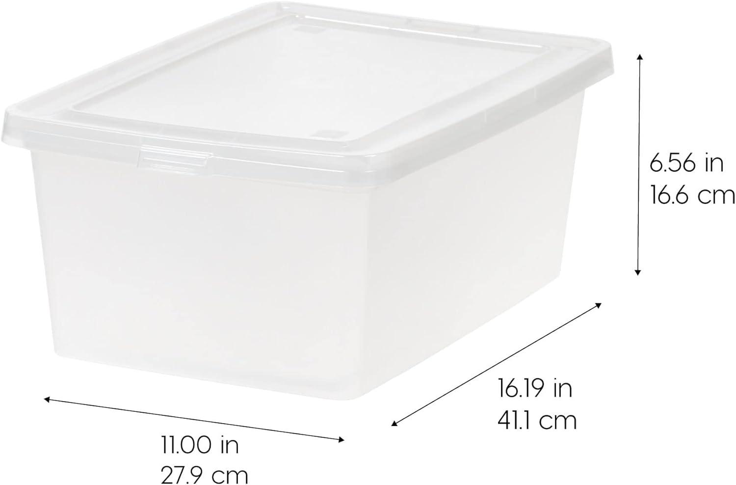 IRIS USA Plastic Stackable and Nestable Storage Bin Tote Organizing Container, Clear