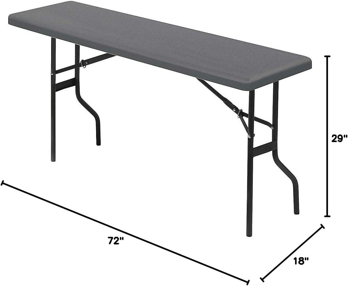 Charcoal Resin Folding Table with Steel Legs, 72"