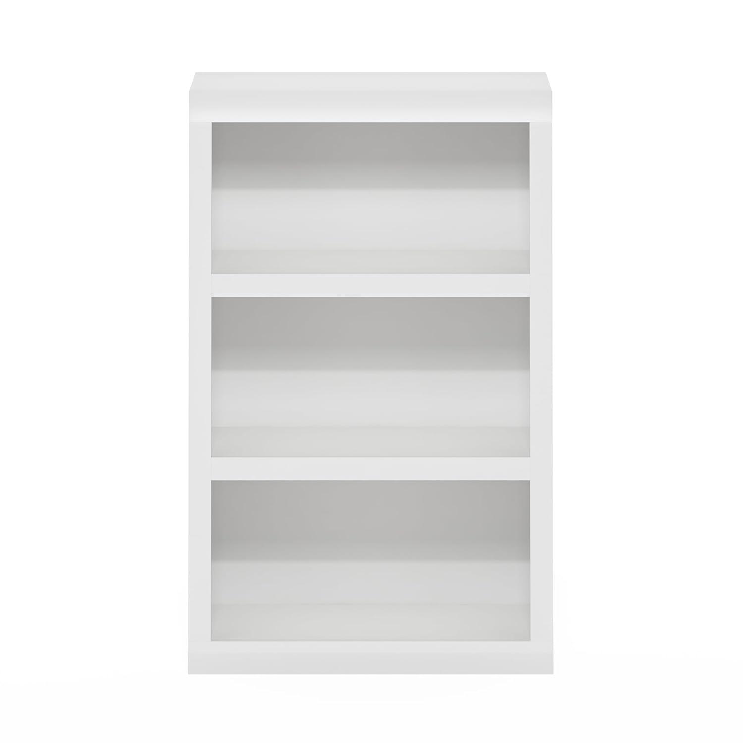 Furinno Rail 3-Tier Open Shelf Bookcase, White