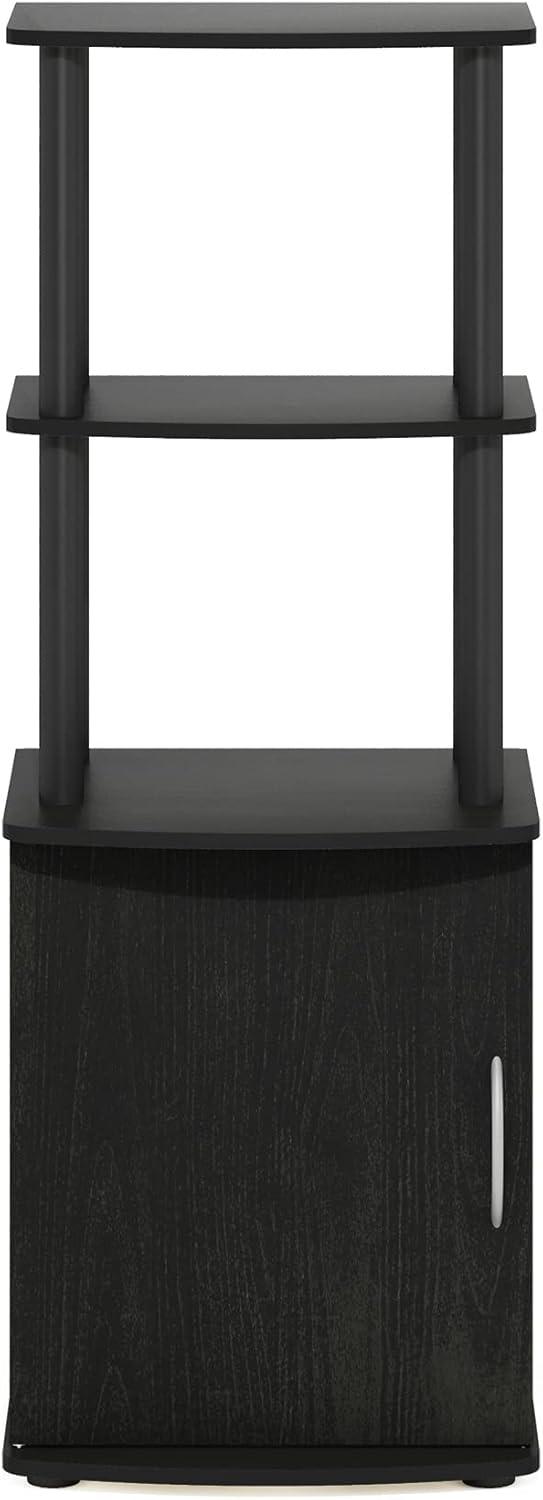 Furinno Turn-N-Tube Tall TV Entertainment Side Table Display Rack with Storage Cabinet, 2-Tier, Blackwood/Black