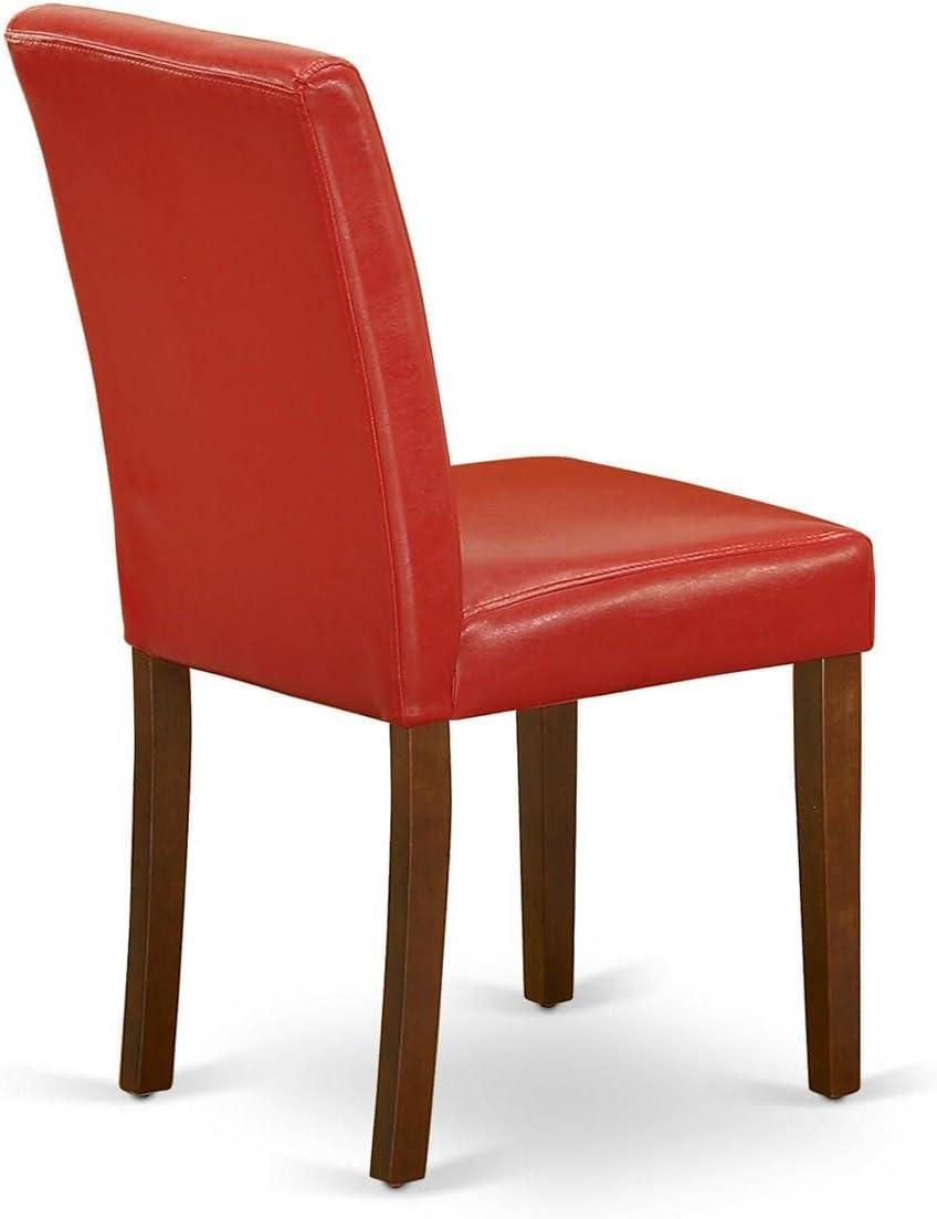 HomeStock Retro Relaxation Abbott Parson Chair With Mahogany Leg And Pu Leather Color Firebrick Red