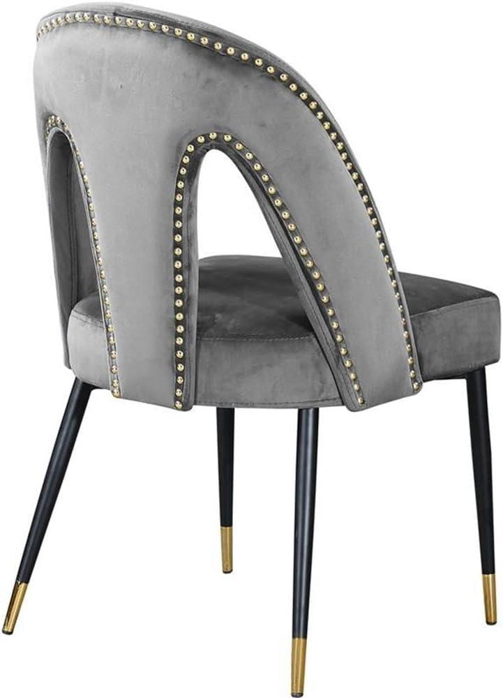 Meridian Furniture Akoya 19.5"H Velvet Dining Chair in Gray (Set of 2)