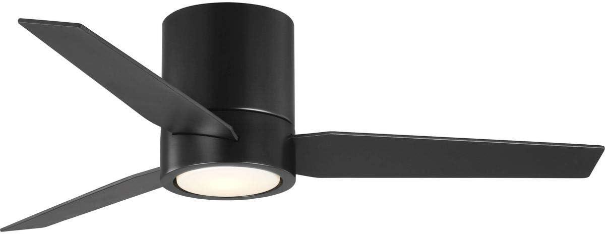 Braden Collection 44" 3-Blade Matte Black LED Mid-Century Modern Indoor Hugger Ceiling Fan