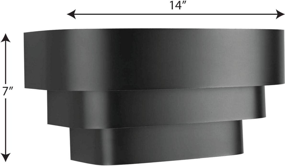 Progress Lighting, Tri-Band Louver, 1-Light Wall Sconce, Matte Black, Metal Shade, Steel, 7" W x 7" H x 14" L, 100W MED, BL