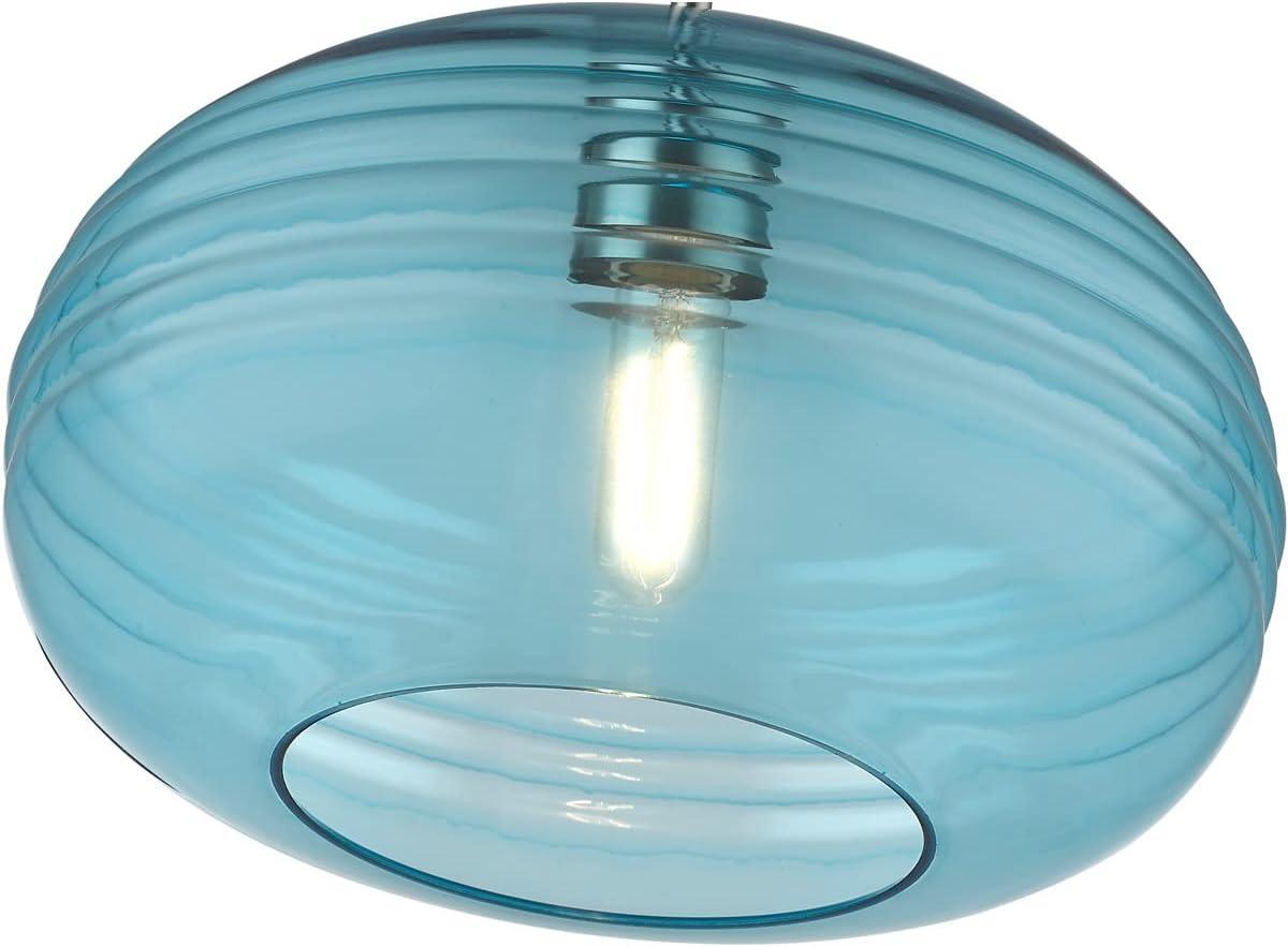 Harmony Translucent Blue Glass & Brushed Nickel 14" Pendant Light