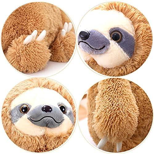 Winsterch Fluffy Sloth Stuffed Animal Toy ,Large Stuffed Sloth Plush Sloth Toy Kids Birthday Gifts (20 Inches, Brown)