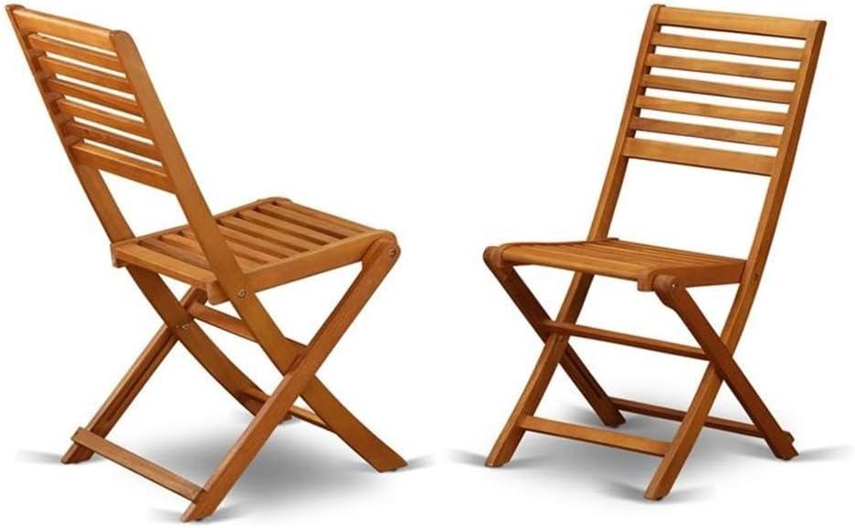 BBSCWNA Outdoor Dining Chair - Durable Acacia Wood, Weather Resistant, Poolside Patio Furniture - Set of 2