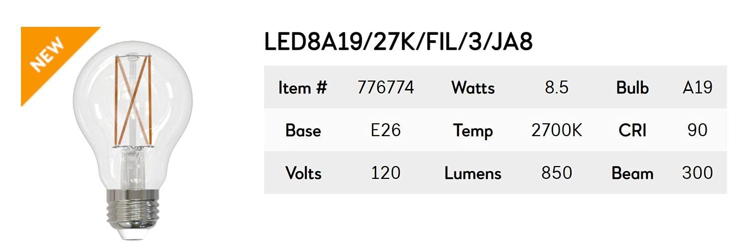 Clear Dimmable LED Filament Bulb for Decorative Fixtures