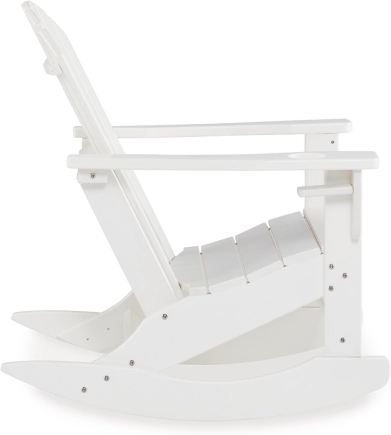 Signature Design by Ashley Sundown Treasure Outdoor Patio HDPE Weather Resistant Adirondack Rocking Chair, White