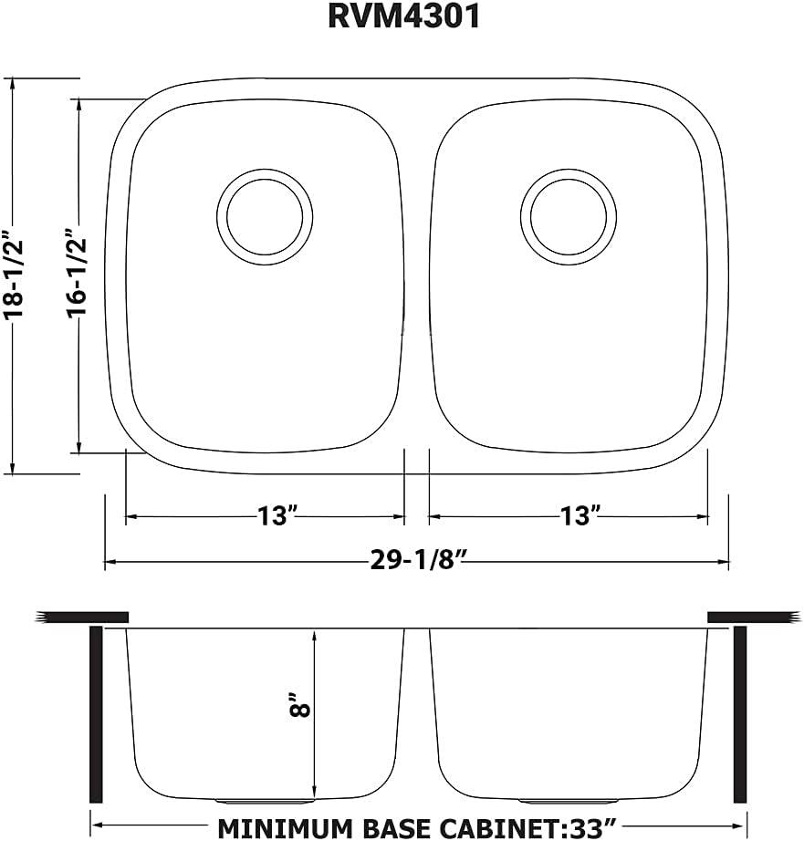 Ruvati 29-inch Undermount 50/50 Double Bowl 16 Gauge Stainless Steel Kitchen Sink