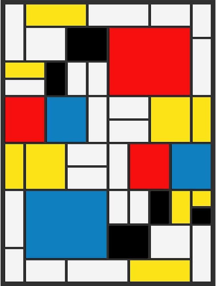 Mondrian Inspired Abstract Cubes and Rectangles Unframed Wall Art Print